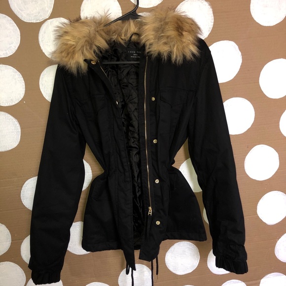 Love Tree Jackets & Blazers - • love tree • faux fur collared jacket